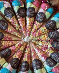 kids party sweet cones for Essex soft play bus party extras
