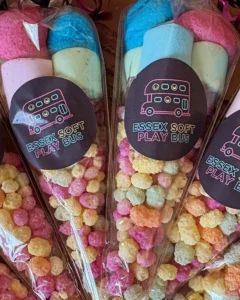 colourful sweet cones party extra for Essex soft play bus children's parties